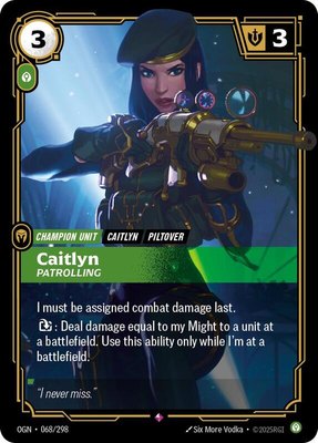 Caitlyn, Patrolling, Origins