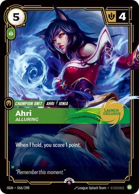 Ahri, Alluring (Launch Exclusive), Riftbound Promotional Cards