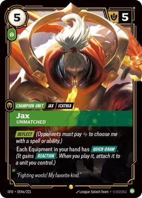 Jax, Unmatched (Alternate Art), Spiritforged