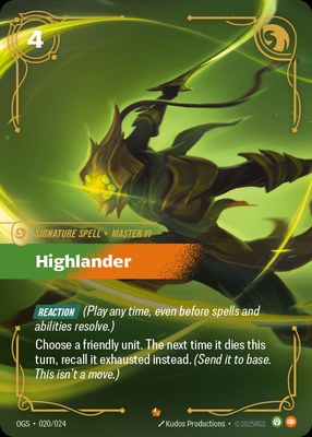 Highlander, Riftbound Organized Play Promotional Cards