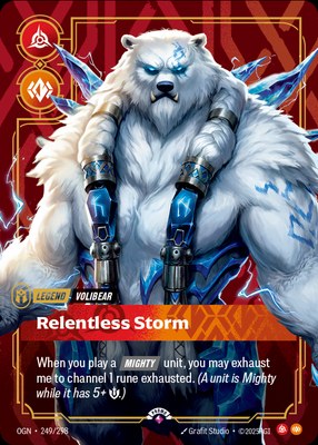 Volibear, Relentless Storm (Metal) (Prize Wall), Riftbound Organized Play Promotional Cards