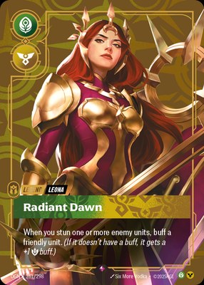 Leona, Radiant Dawn (Metal) (Prize Wall), Riftbound Organized Play Promotional Cards